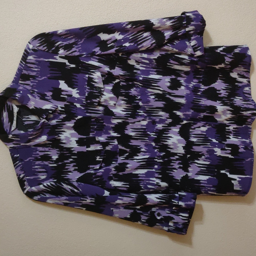 Fred David Purple and Black Button Down Shirt